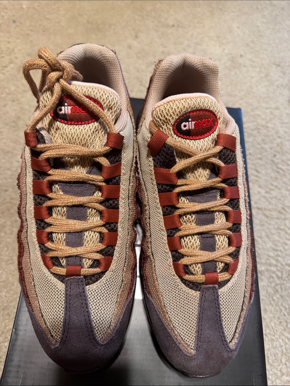 Nike Air Max Men's Brown and Tan Mesh Suede Sneakers